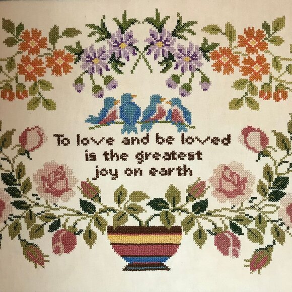Cross Stitch Wall Art Quote "To Love & Be Loved Is The Greatest Joy.. Handmade - Picture 6 of 8